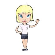 Cartoon Woman Waving N439