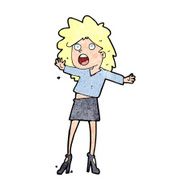 cartoon woman having trouble walking in heels N12