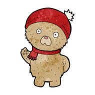 cartoon teddy bear in winter hat and scarf N7