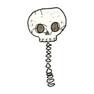 cartoon spooky skull and spine N13
