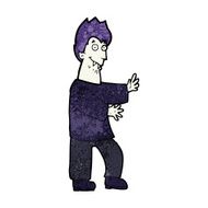 cartoon vampire waving hands N14