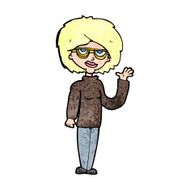 Cartoon Woman Waving N440