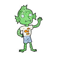 cartoon waving fish boy N13