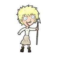 cartoon crazy woman with spear N13