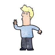 cartoon man signaling with hand N13