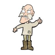 cartoon angry old man in patched clothing N12