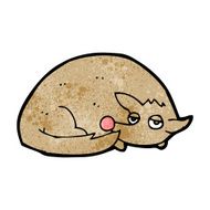 cartoon curled up dog N12