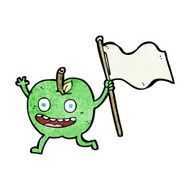 cartoon apple with flag N13