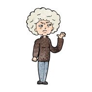 cartoon annoyed old woman waving N12