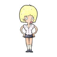 cartoon woman with hands on hips N296