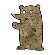 cartoon waving bear N12