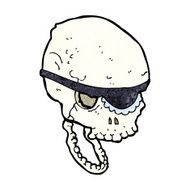 cartoon spooky skull with eye patch N13