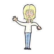 cartoon waving man with mustache N15