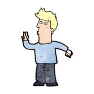 Cartoon Man Giving Peace Sign N73