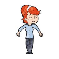 cartoon friendly woman shrugging shoulders N13