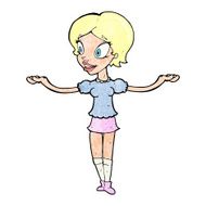 cartoon woman with arms spread wide N14