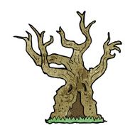 cartoon spooky old tree N21