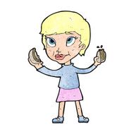 cartoon woman eating hotdogs N12
