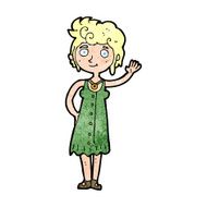 cartoon hippie woman waving N12