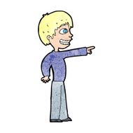 cartoon grinning boy pointing N14
