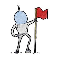 cartoon astronaut planting flag N12