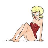 cartoon woman in swimsuit N12