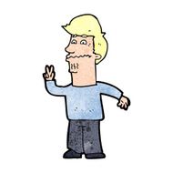 Cartoon Man Giving Peace Sign N74