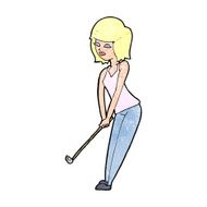 Cartoon Woman Playing Golf N29