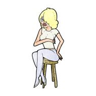 cartoon woman sitting on bar stool N26