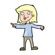 cartoon happy woman pointing N91