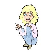 cartoon happy woman sitting and pointing N14