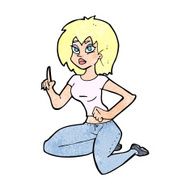 cartoon sitting woman with idea N13