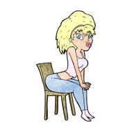 cartoon woman posing on chair N32