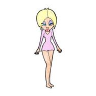 cartoon woman in short dress N14