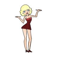 cartoon woman in cocktail dress N26