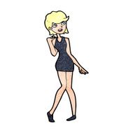 cartoon woman in cocktail dress N27