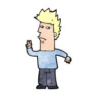 Cartoon Man Giving Peace Sign N75