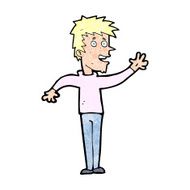cartoon happy boy waving N28