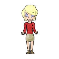 cartoon happy woman shrugging shoulders N20