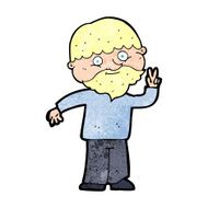 Cartoon Man Giving Peace Sign N76