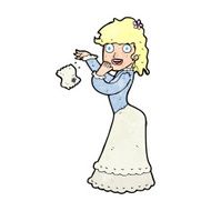 cartoon victorian woman dropping handkerchief N12