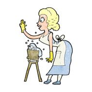 cartoon housewife washing up N14