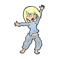 cartoon frightened woman N38