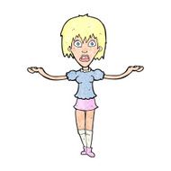 cartoon woman shrugging shoulders N633
