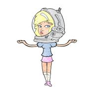cartoon woman wearing space helmet N25