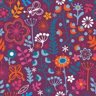 Seamless texture with flowers and butterflies Endless floral pa N14