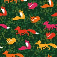 seamless pattern with foxes and leaves