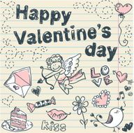 Doodle Valentine&#039;s day love postcard N2
