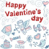 Doodle Valentine&#039;s day love postcard N3
