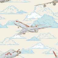 Airplanes on cloudy backgorund card
